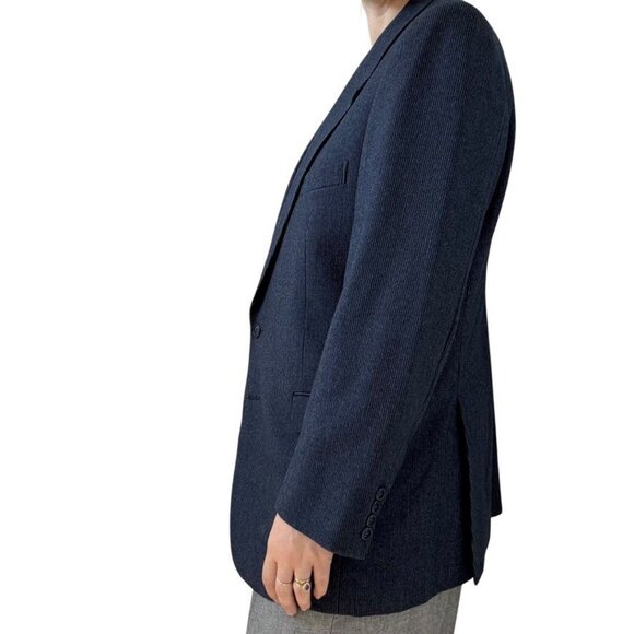 Vintage 1970s Yves Saint Laurent YSL Navy Blue Wool 3 Piece Blazer Suit Set 40R - Picture 8 of 13